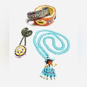 Lot of Vintage Beaded Native American Jewelry Kachina Doll Necklace Bracelets